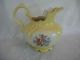 Antique Iron Ware Yellow & White Floral Decorated Bowl & Pitcher Gorgeous Vtg Pitchers photo 5