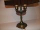 Antique/vintage Double Bulb Candelabra Table Lamp With Hexagonal 6 Sided Shade Lamps photo 9