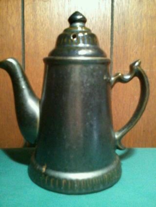 Antique Covered Pitcher Coffee Pot Glazed Ceramic photo