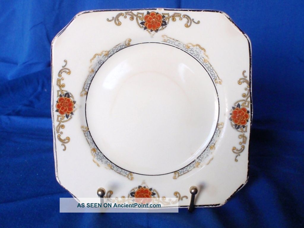 Myott 2834 Black Trim Orange Flowers –discontinued Square 1910 - 1942 Plates & Chargers photo