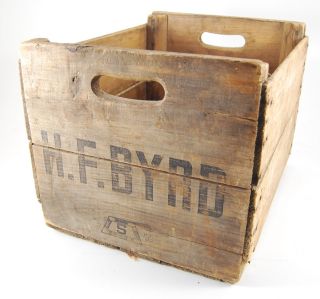 Old Marked ' 59 Tnt H.  F.  Byrd Wooden Wood Crate Box 18 