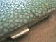 Shagreen And Silver Metal Gold Washed Cigarette Case Stamped 