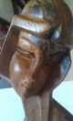 Vtg Wood Lady Head Carved Sculpture Woman Bust Carved Figures photo 1
