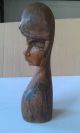Vtg Wood Lady Head Carved Sculpture Woman Bust Carved Figures photo 2