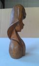 Vtg Wood Lady Head Carved Sculpture Woman Bust Carved Figures photo 4