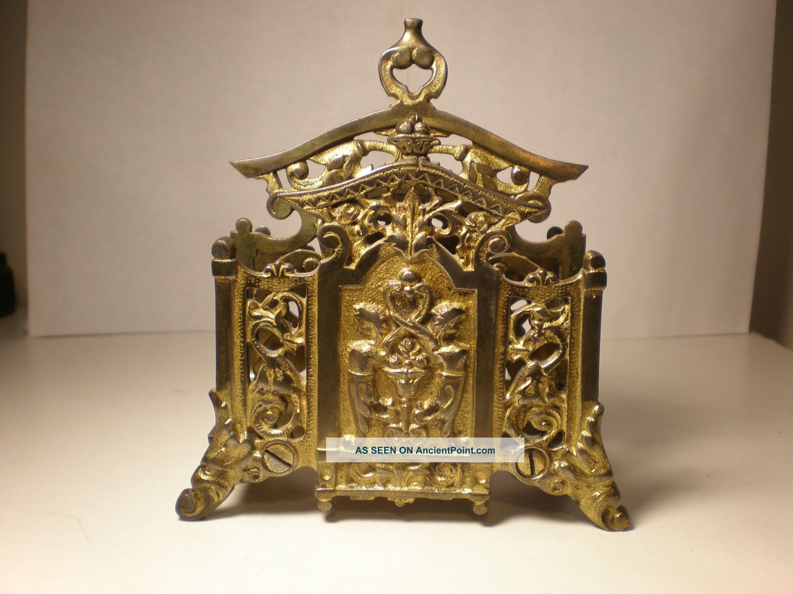 Bradley & Hubburd Ornate Letter Holder Brass Plated Cast Iron Metalware photo
