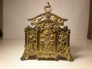 Bradley & Hubburd Ornate Letter Holder Brass Plated Cast Iron photo