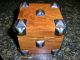 Wood Box Gothic Brass Metal Corners Square Hinged Back Vintage Boxes photo 1