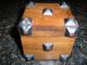 Wood Box Gothic Brass Metal Corners Square Hinged Back Vintage Boxes photo 2