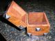 Wood Box Gothic Brass Metal Corners Square Hinged Back Vintage Boxes photo 3