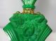Art Deco Malachite Green Glass Perfume Bottle 1920s Signed Czechoslovakia Rare Perfume Bottles photo 3
