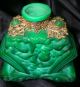 Art Deco Malachite Green Glass Perfume Bottle 1920s Signed Czechoslovakia Rare Perfume Bottles photo 8