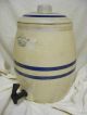 2 Gallon Blue Crown Stoneware Water Serving Cooler Crock W/ Lid & Spigot Old Crocks photo 1