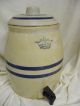 2 Gallon Blue Crown Stoneware Water Serving Cooler Crock W/ Lid & Spigot Old Crocks photo 4