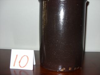 Antique Crock 1 Gallon Brown Glaze Rare Size - Tall And Narrow (10) photo