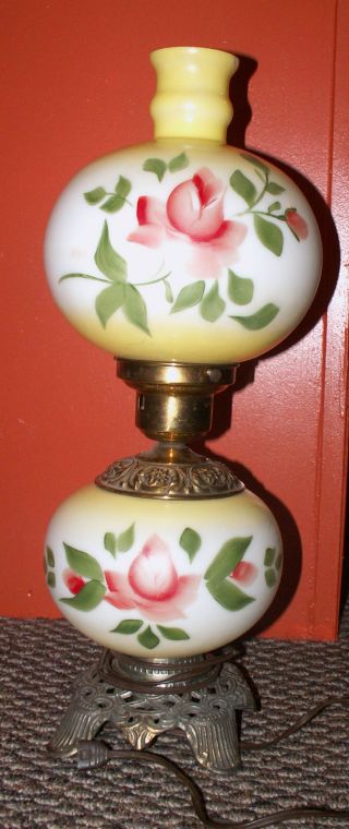Vintage Floral Rose Hurricane Globe Lamp photo