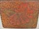 Antique Flemish Pyrography Red Mums Hinged Wooden Card Box Boxes photo 5