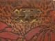 Antique Flemish Pyrography Red Mums Hinged Wooden Card Box Boxes photo 6