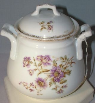 Antique 1800 ' S German Tielsch & Co.  Porcelain Covered Cracker Cookie Barrel Jar photo
