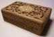 Vintage Hand Carved India Square Wooden Trinket Box With Inlaid Bone Boxes photo 1