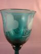 19th C Blown Engraved Bristol Green Wine Glass Stemware photo 2
