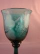 19th C Blown Engraved Bristol Green Wine Glass Stemware photo 3