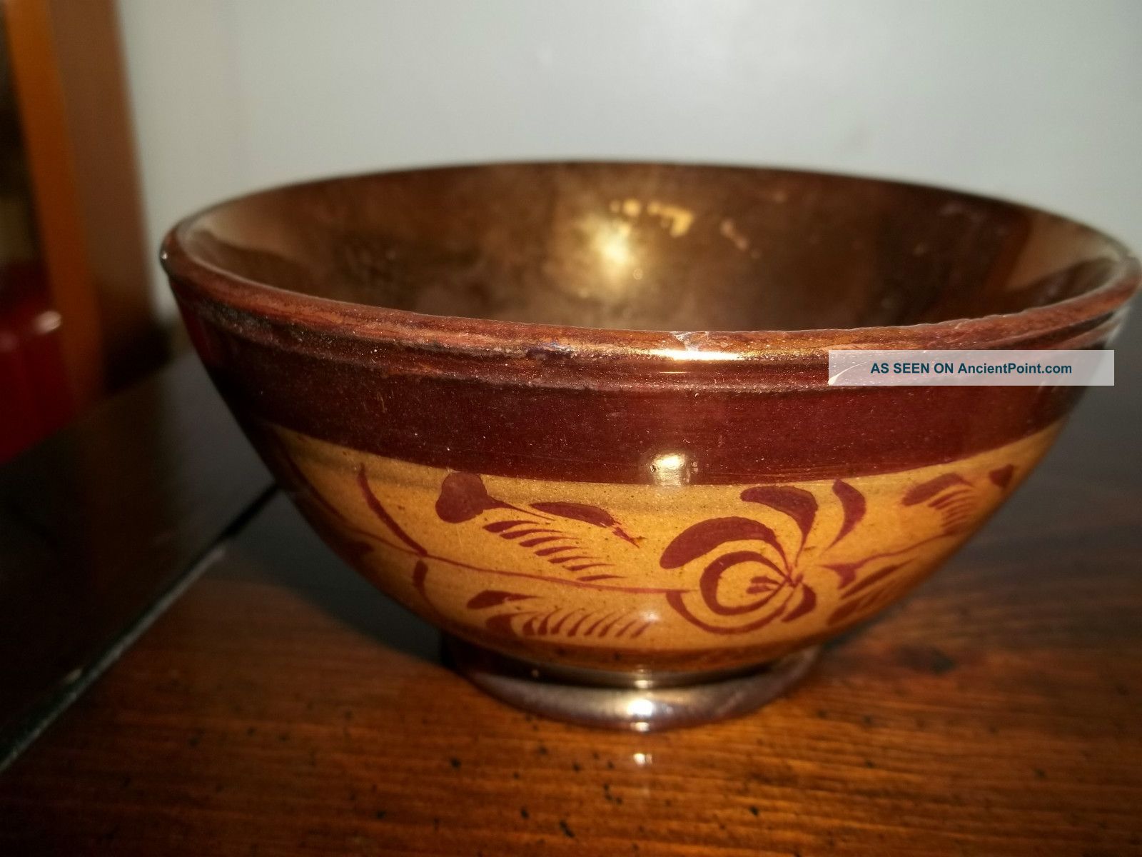 Antique Copper Lustre Bowl 2.  50h X 4.  75 