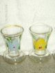 Vintage Hand Painted Glass Vases Gold Tone Trimmed Cute Vases photo 1