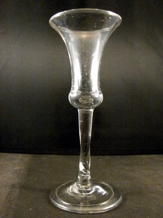 18th C Blown Continental Wine Glass With Folded Foot Bell Bowl photo