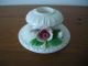 Antique/vintage Porcelain Cream Candlestick/holder With Pink Roses Made In Italy Other photo 4