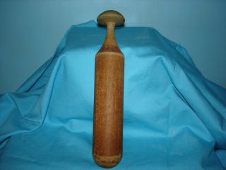 Antique Primitive Large Wooden Pestle,  Masher For Strainer Round Bottoms 10 - 3/8 