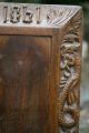 Stunning Gothic Oak Wooden Relief Carved Panel With Gargoyles C1901 & Monogram Carved Figures photo 3