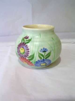 1930 ' S Unique,  Unusual E.  Raford Vase - Mint Green,  Posies,  3 5/8 