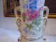 Lovely Vintage Floral Vase.  Double Handle/urn Style.  Cream Color,  Gold Trim Vases photo 2