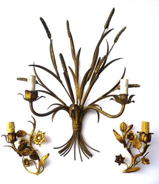 French 19th - Or Early 20th Century Gilded Wheat - Stalks Wall - Light +2 Other photo