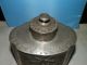 Antique Pewter Tea Caddy Engraved Armorial Crest Dogs Lion Gardebien Ornate Metalware photo 2