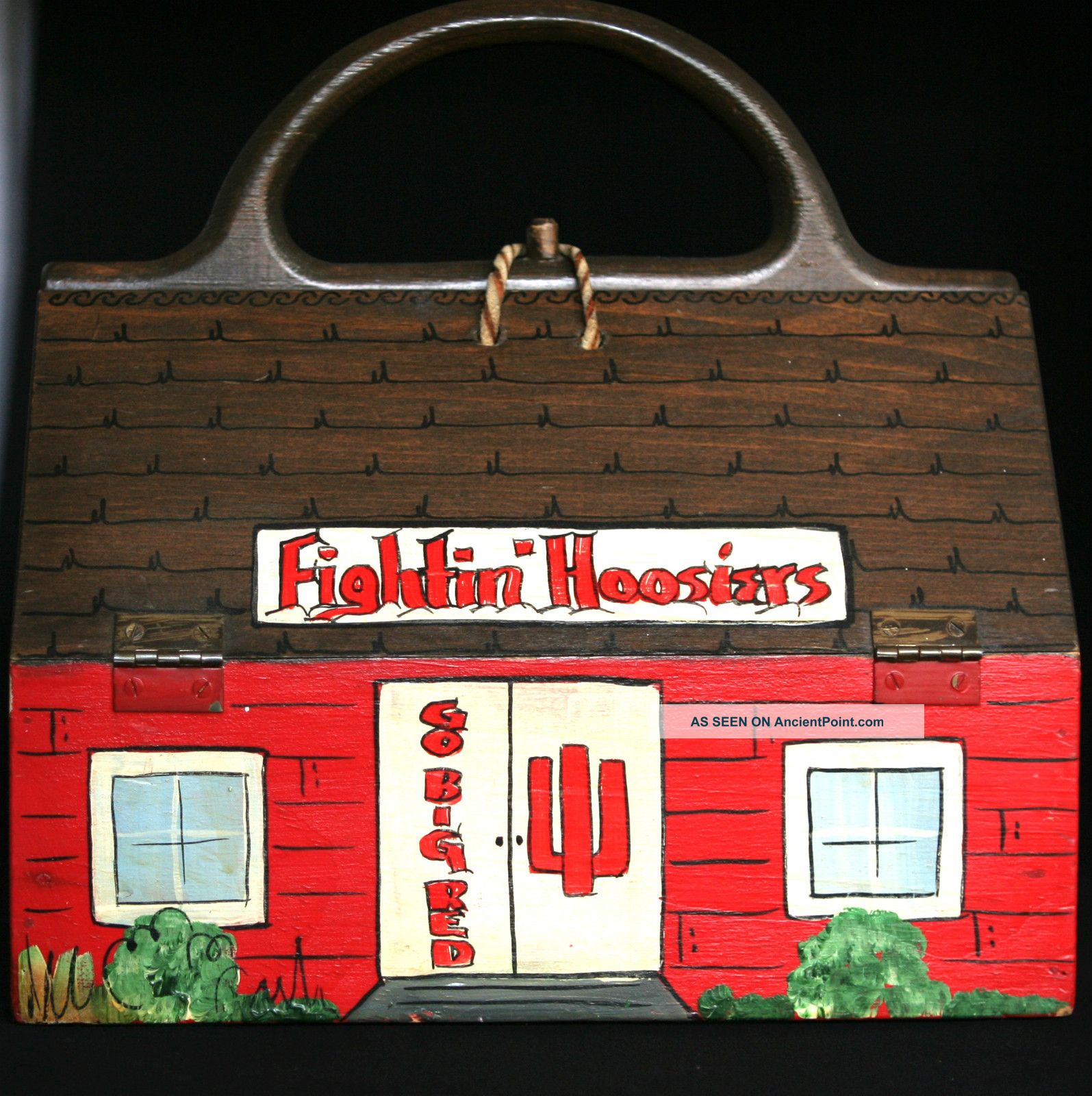 Hand Painted Wooden Iu Football,  Basketball Sports Lunch Box 