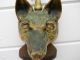 Antique England Brass - Founder Wolf Head Metalware photo 3