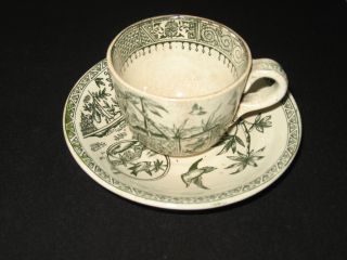 Antique Edge Malkin Company Green Tonquin Pattern Cup And Saucer photo