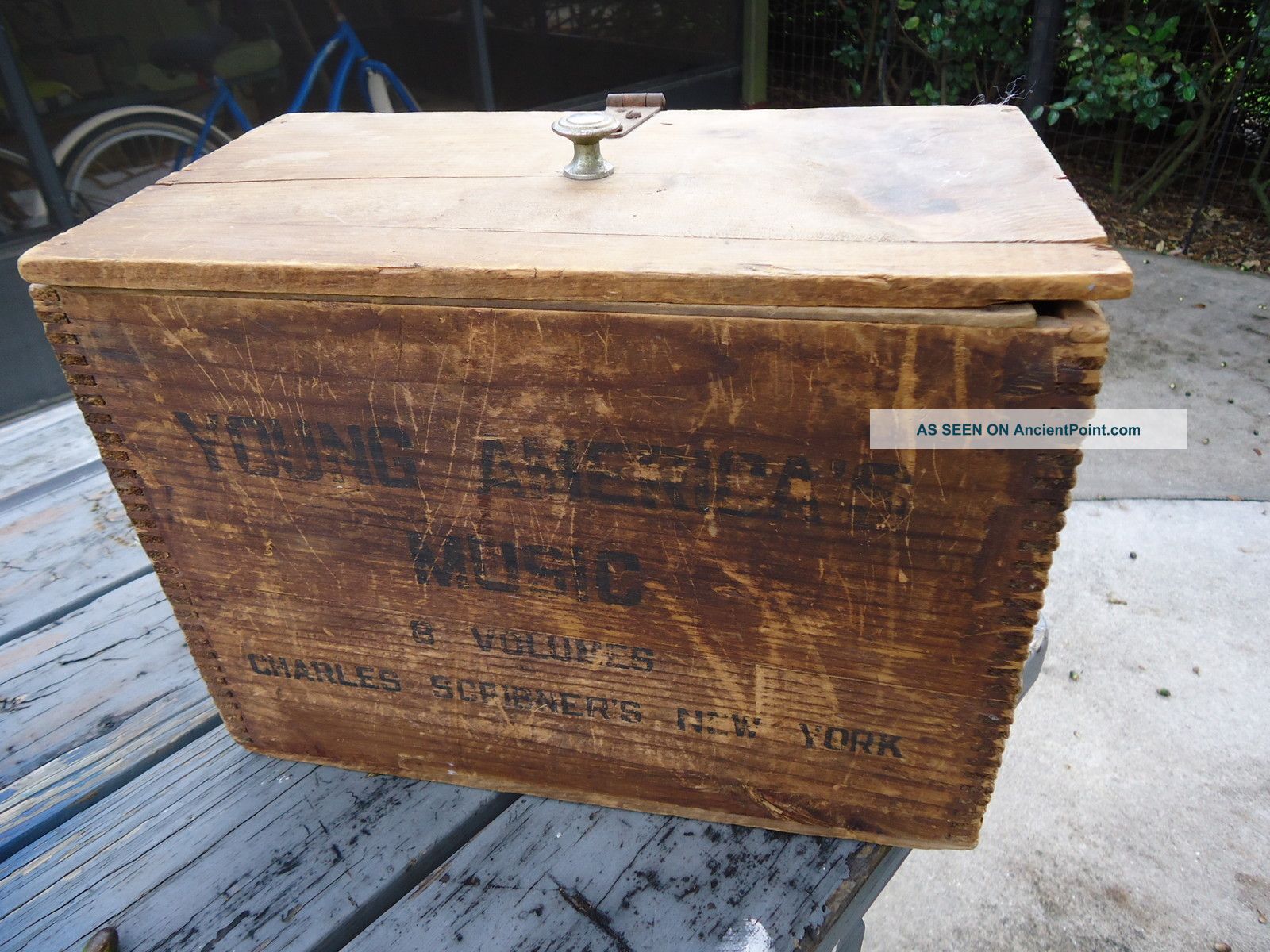 Vintage Wooden Record Box,  Charles Scr????young Americas Music - Box 1954 Boxes photo