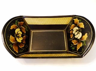 Vitage Tole Bread Tray - Hand Painted Toleware Metal Tray photo