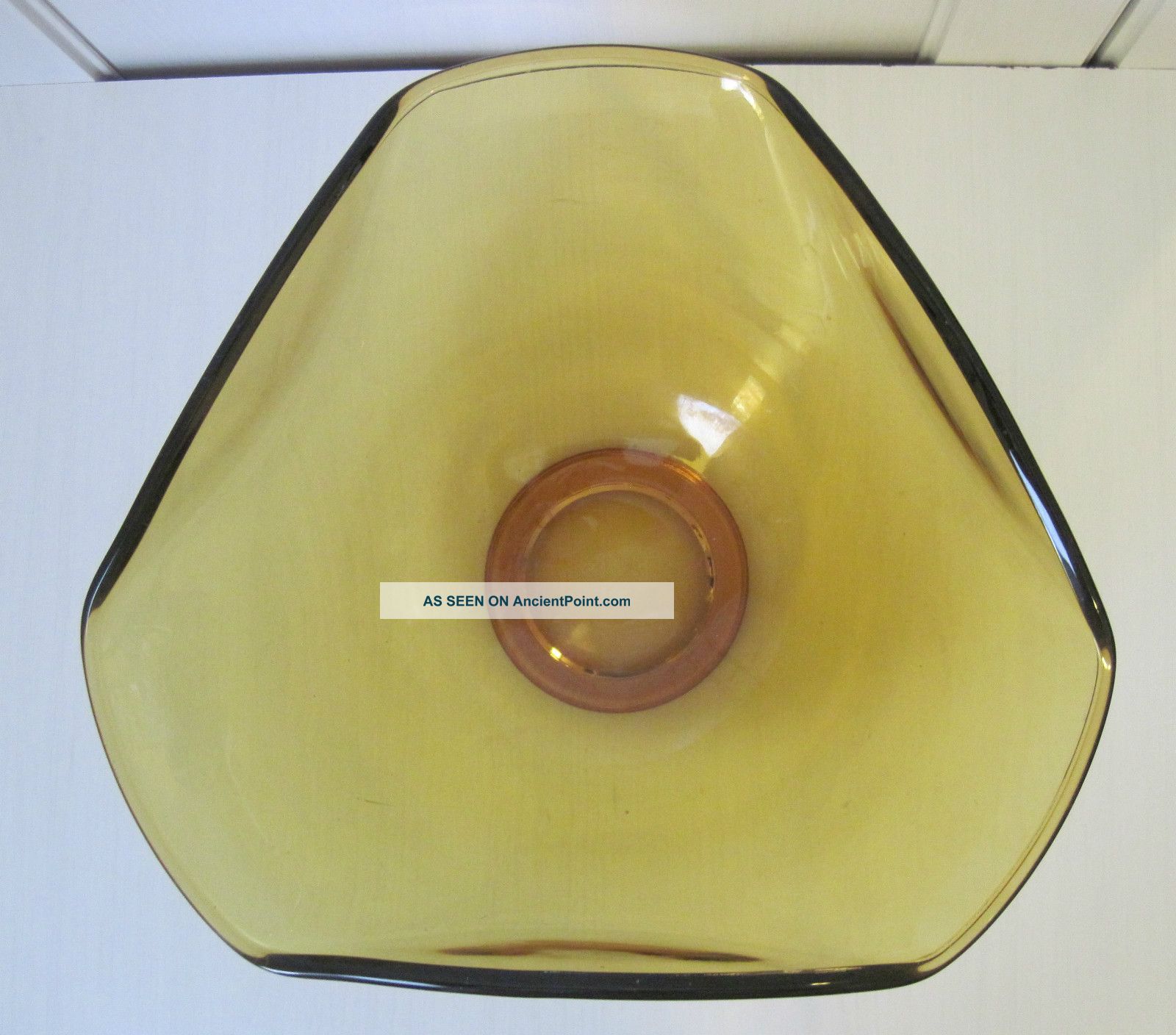 Amber Glass Art Deco Three Sided Bowl Bowls photo