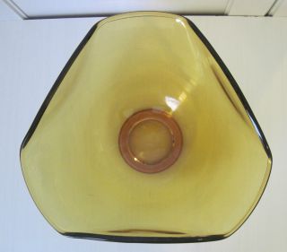 Amber Glass Art Deco Three Sided Bowl photo