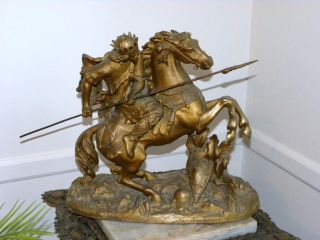 Antique Figural Horse Metal Statue photo