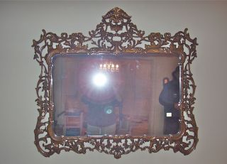 Vintage Antique Carved Wood Wall Mirror Condition photo