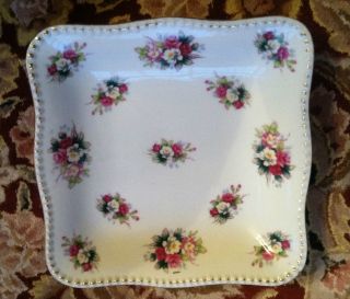 Antique/vintage Square Porcelain Plate/tray With Applied Floral Designs photo