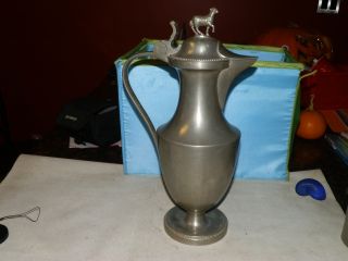 Antique Pewter Flagon W Lamb Finial Estate Find 14 