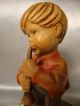 Vtg Goldscheider Italy Handcarved Wood Boy W/ Trumpet Music Box Figurine Anri Carved Figures photo 9