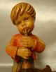 Vtg Goldscheider Italy Handcarved Wood Boy W/ Trumpet Music Box Figurine Anri Carved Figures photo 11