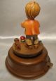 Vtg Goldscheider Italy Handcarved Wood Boy W/ Trumpet Music Box Figurine Anri Carved Figures photo 3